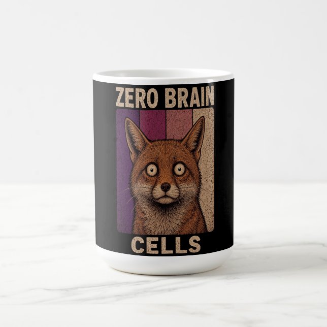 Zero Brain Cells Fox Meme – Funny Cute Animal  Coffee Mug (Center)