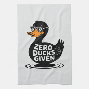 Zero Ducks Given - Funny Cool Duck Design Tea Towel