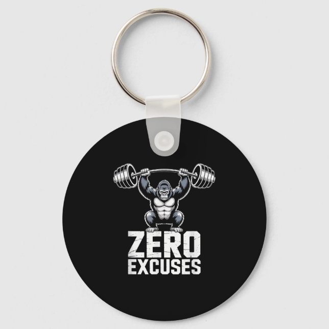 Zero Excuses Gorilla Gym Motivational Workout  Key Ring (Front)