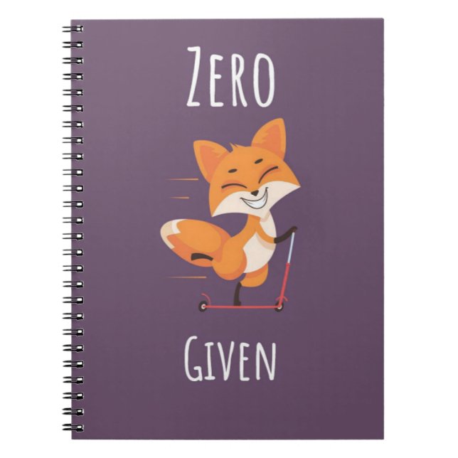 Zero Fox Given Funny Fox Pun Gifts Humour Saying Notebook (Front)