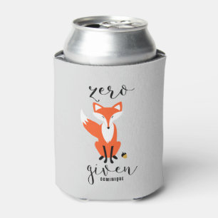 Zero Fox Given Funny Pun Grey Personalised Can Cooler