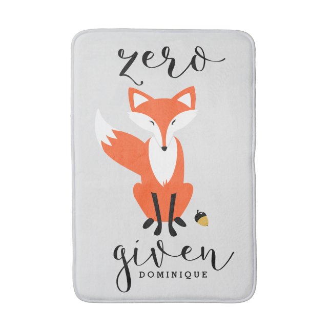 Zero Fox Given Funny Pun Personalised Bath Mat (Front Vertical)