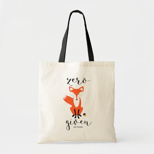 Zero Fox Given Funny Pun Personalised Tote Bag (Front)