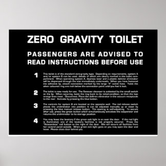 Zero Gravity Toilet white text Poster