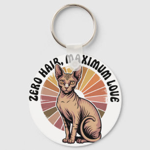 Zero Hair Maximum Love Sphynx Art Key Ring