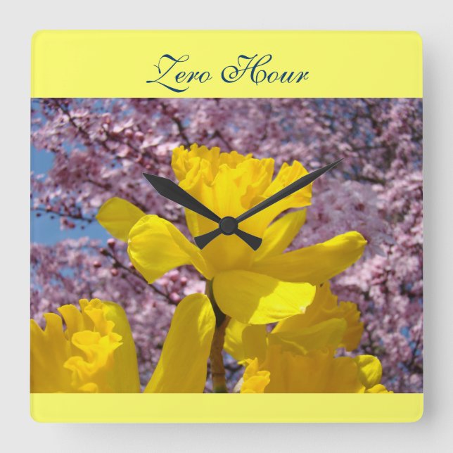 Zero Hour wall clocks Yellow Daffodils Spring (Front)