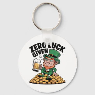 Zero Luck Given Sarcastic Leprechaun Humor Design Key Ring
