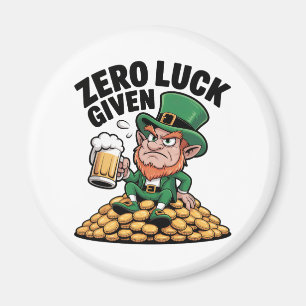 Zero Luck Given Sarcastic Leprechaun Humor Design Magnet