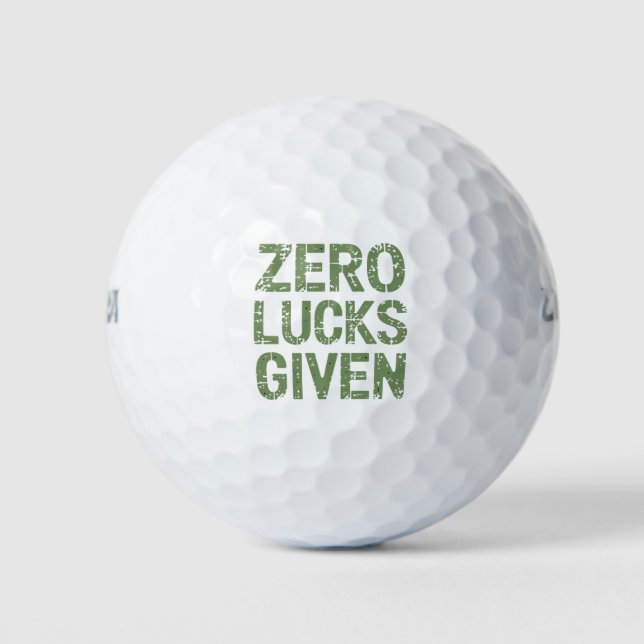 Zero Lucks Given St Paddy's Day Hilarious Patricks Golf Balls (Front)