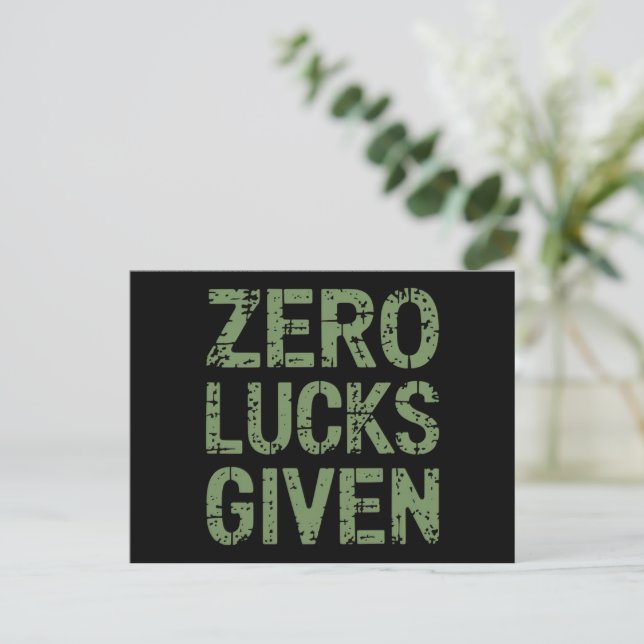 Zero Lucks Given St Paddy's Day Hilarious Patricks Postcard (Standing Front)