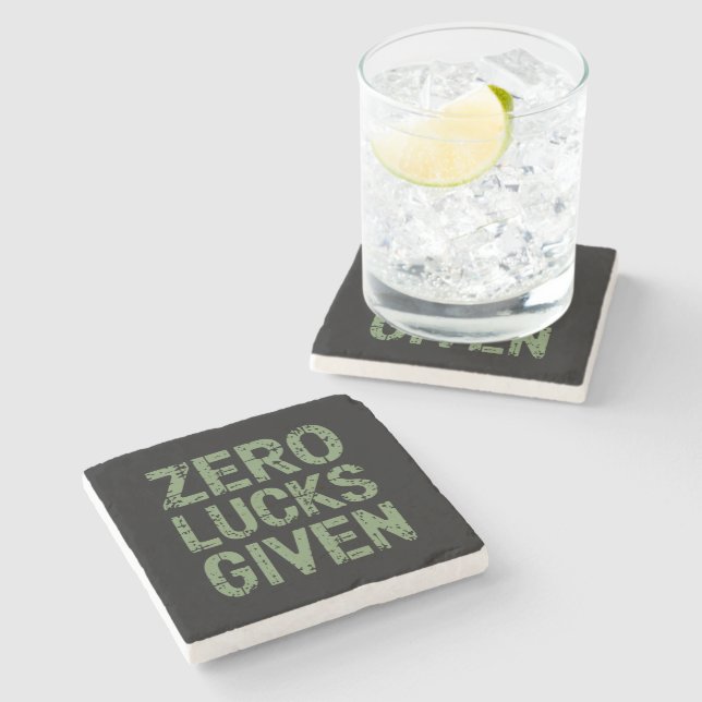 Zero Lucks Given St Paddy's Day Hilarious Patricks Stone Coaster (Side)