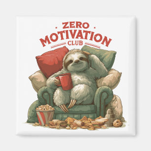 Zero Motivation Club Sloth Relaxing in Armchair Magnet