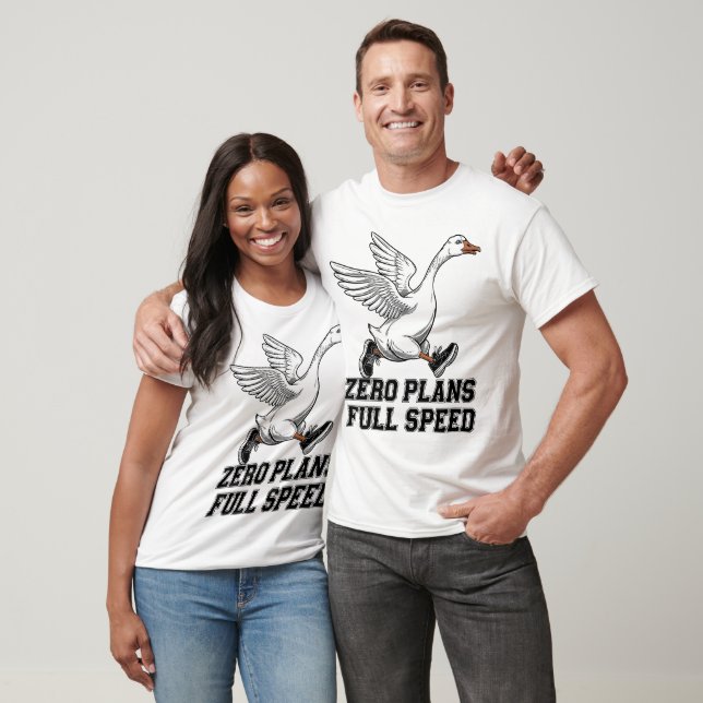 Zero Plans Full Speed Funny Goose Runner Meme T-Shirt (Unisex)