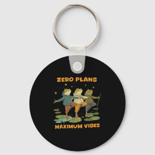 Zero Plans Maximum Vibes Funny Frog Hoodie Chill V Key Ring