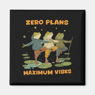 Zero Plans Maximum Vibes Funny Frog Hoodie Chill V Magnet