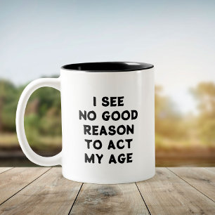 Zero Plans to Grow Up – Funny Humorous Pun Two-Tone Coffee Mug