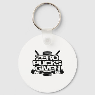 Zero Pucks Given Funny Ice Hockey Key Ring