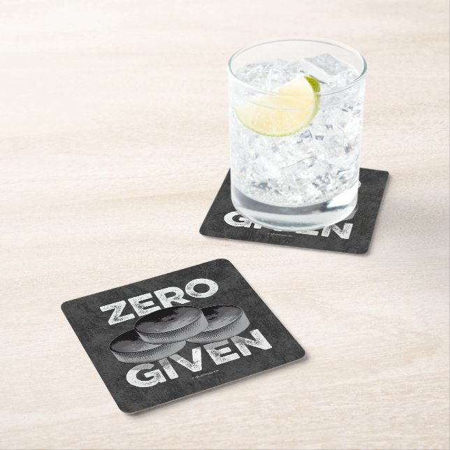 Zero Pucks Given (Hockey) Square Paper Coaster (Insitu)