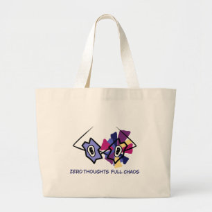Zero Thoughts Full Chaos Funny Graphic Canvas Tote