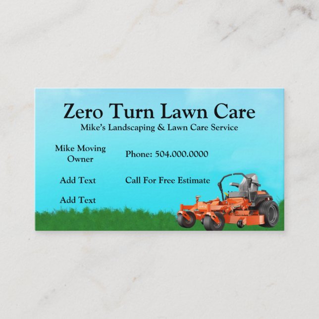 Zero Turn Lawn Care Service Business Card (Front)