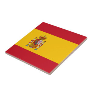 zES001 SPANISH FLAG, Spain, Ceramic Tile