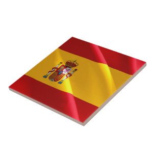 zES002 SPANISH Waving FLAG, Spain, Ceramic Tile