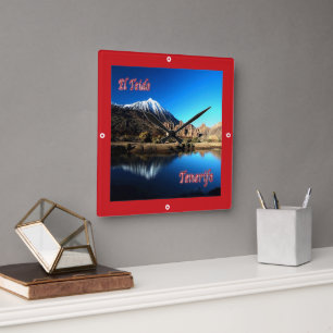 zES006 EL TEIDE Tenerife Spain, Square Wall Clock