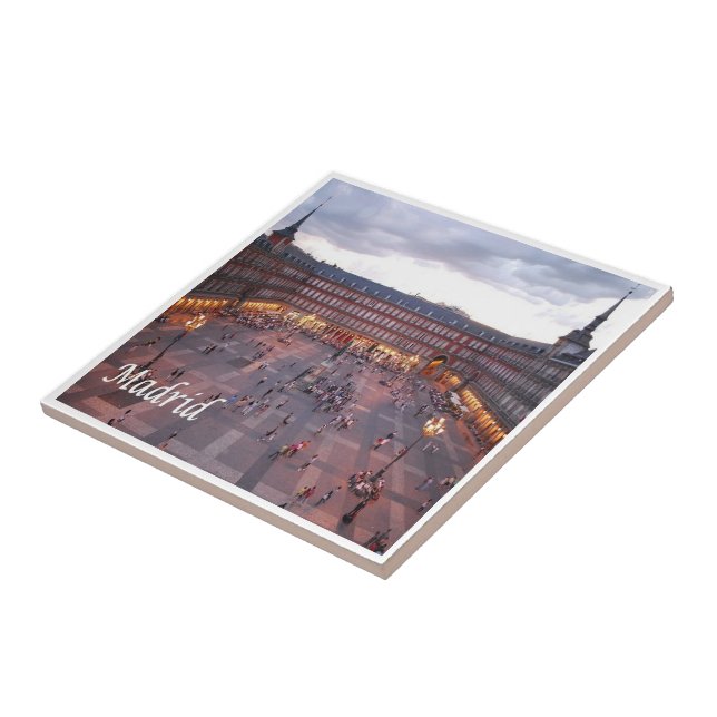 zES009 MADRID Plaza Mayor Spain, Ceramic Tile (Side)