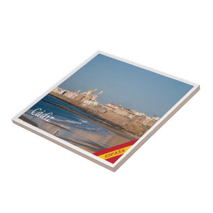 zES028 CADIZ panorama Spain, Ceramic Tile