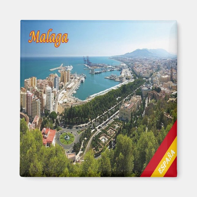 zES032 panorama of MALAGA, Spain, Europe, Fridge Magnet (Front)