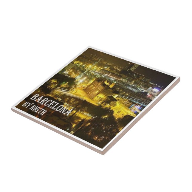 zES049 BARCELONA by Night, Ceramic Tile (Side)