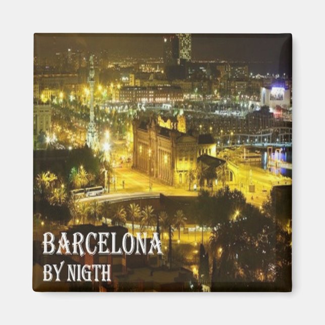 zES049 BARCELONA by Night, Fridge Magnet (Front)