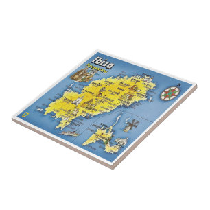 zES052 EIVISSA map, Spain, Ceramic Tile
