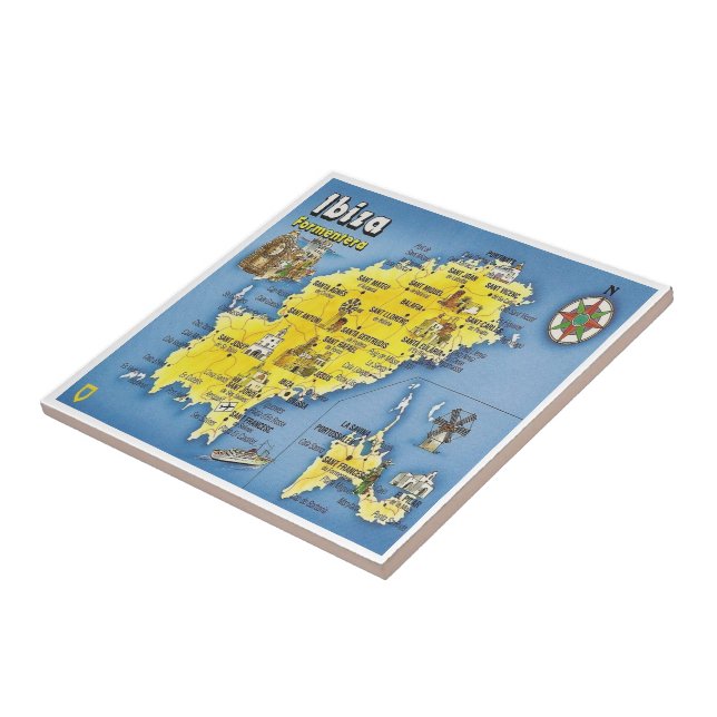 zES052 EIVISSA map, Spain, Ceramic Tile (Side)