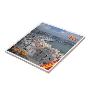zES054 EIVISSA Old Town Harbour, Spain, Ceramic Tile