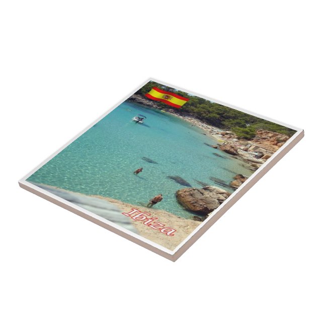 zES055 EIVISSA The Beach, Spain, Ceramic Tile (Side)