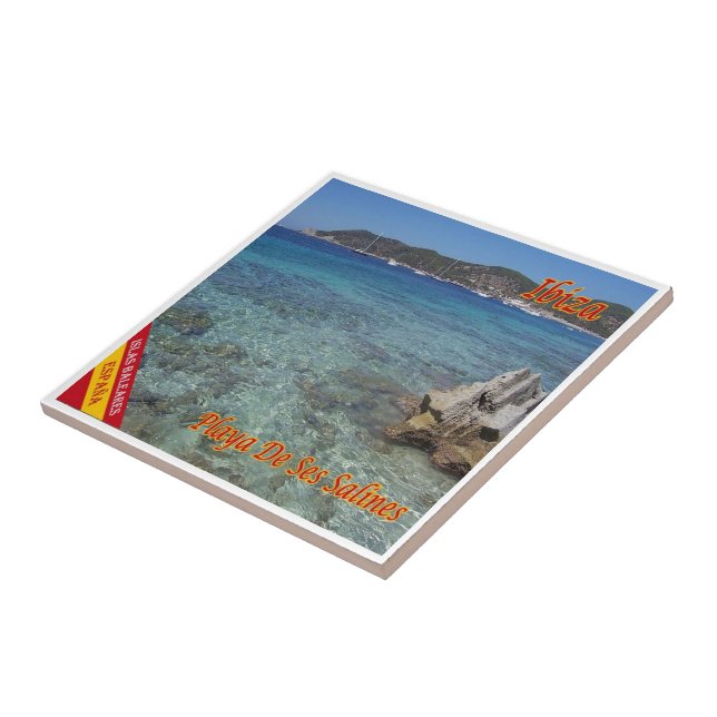 zES056 EIVISSA Beach of salt, Spain, Ceramic Tile (Side)