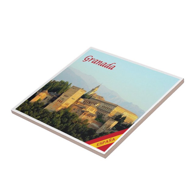 zES072 GRANADA panorama Spain, Ceramic Tile (Side)