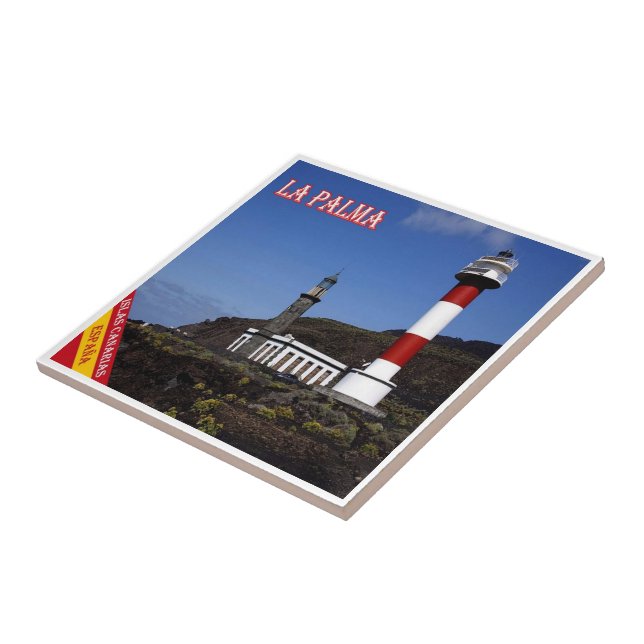 zES080 LA PALMA, LIGHTHOUSE, Spain, Ceramic Tile (Side)