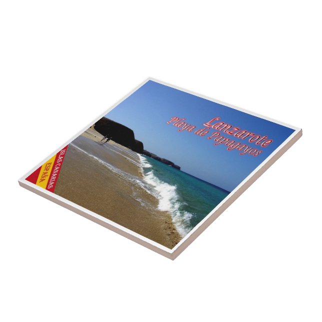 zES088 LANZAROTE, PAPAGAYOS BEACH, Spain, Ceramic Tile (Side)