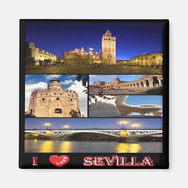 zES132 SEVILLA "I Love", Spain, Fridge Magnet (Front)