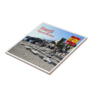 zES147 TENERIFE Torviscas Beach, Canaries, Ceramic Tile