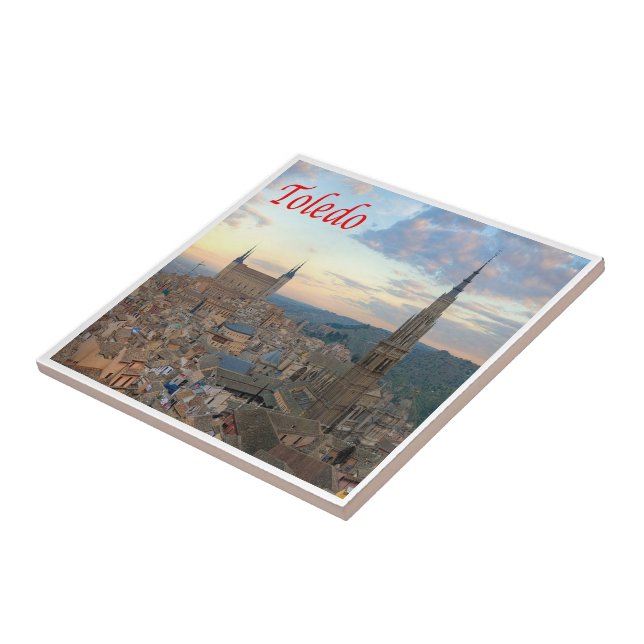 zES149 TOLEDO panorama, Spain, Ceramic Tile (Side)