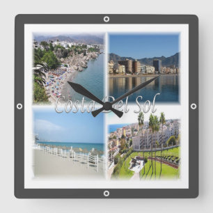 zES156 COSTA DEL SOL, Spain, Square Wall Clock