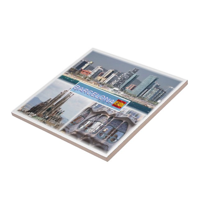 zES157 BARCELONA, Sagrada Familia Catalonia Ceramic Tile (Side)