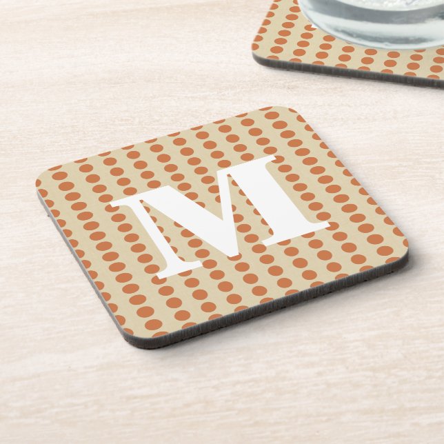 Zest Spice Moods Dots with monogram Coaster (Left Side)