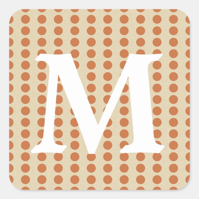 Zest Spice Moods Dots with Monogram Initial Square Sticker (Front)