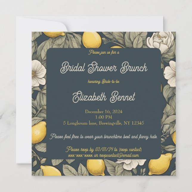 'Zest Wishes' Lemon Bridal Shower Invitation (Front)