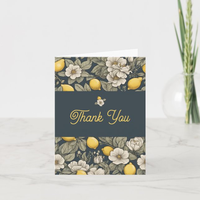 'Zest Wishes' Lemon Bridal Shower-Thank you card (Front)