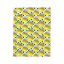 Zesty Citrus Bloom Lemon Patterned Fleece Blanket